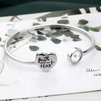 Faith Over Fear" Mustard Seed Bracelet for Women – Christian Cuff Bangle with Heart Charm, Faith Gift