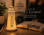 Christian Lighthouse Lamp for Men - Psalm 27:1 Scripture LED Décor