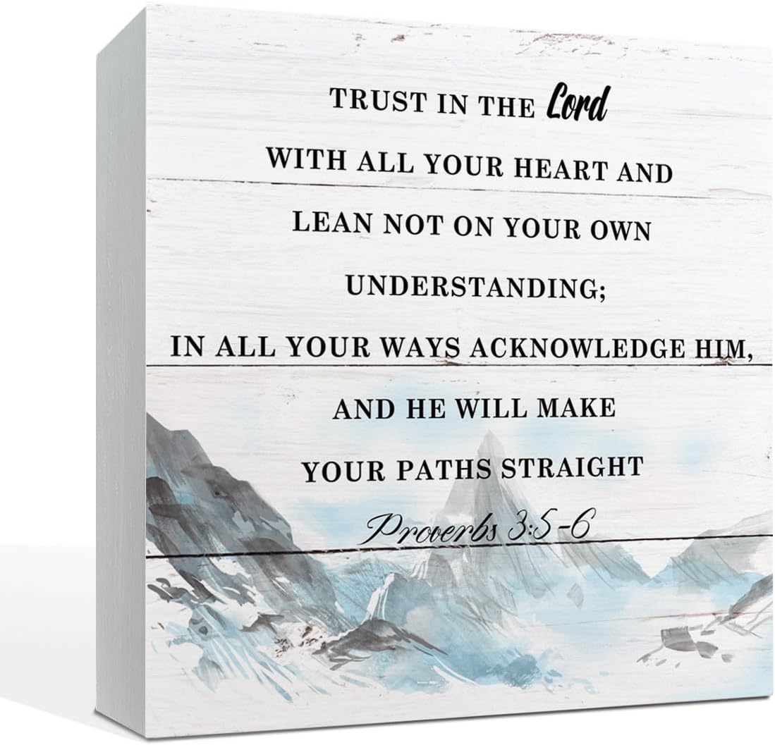 May God Bless This Home" Wooden Box Sign – Rustic Farmhouse Christian Tabletop & Shelf Decor, Housewarming Gift