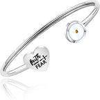 Faith Over Fear" Mustard Seed Bracelet for Women – Christian Cuff Bangle with Heart Charm, Faith Gift