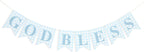 Blue Gingham God Bless Banner, Baptism Banner, First Communion Decor, Christening Party Decoration, Religious Celebration Banner
