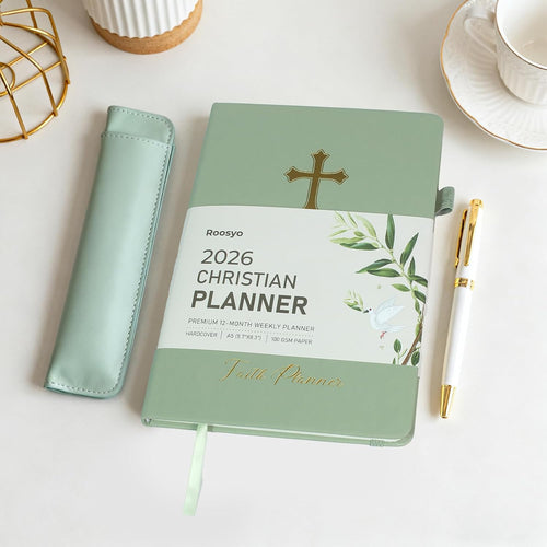 2026 Christian Planner for Women and Men, 12-Month Hardcover Bible Journal and Prayer Organizer, Faith Goal and Habit Tracker, 5.7 x 8.3 in