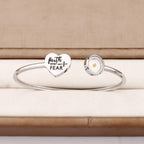 Faith Over Fear" Mustard Seed Bracelet for Women – Christian Cuff Bangle with Heart Charm, Faith Gift