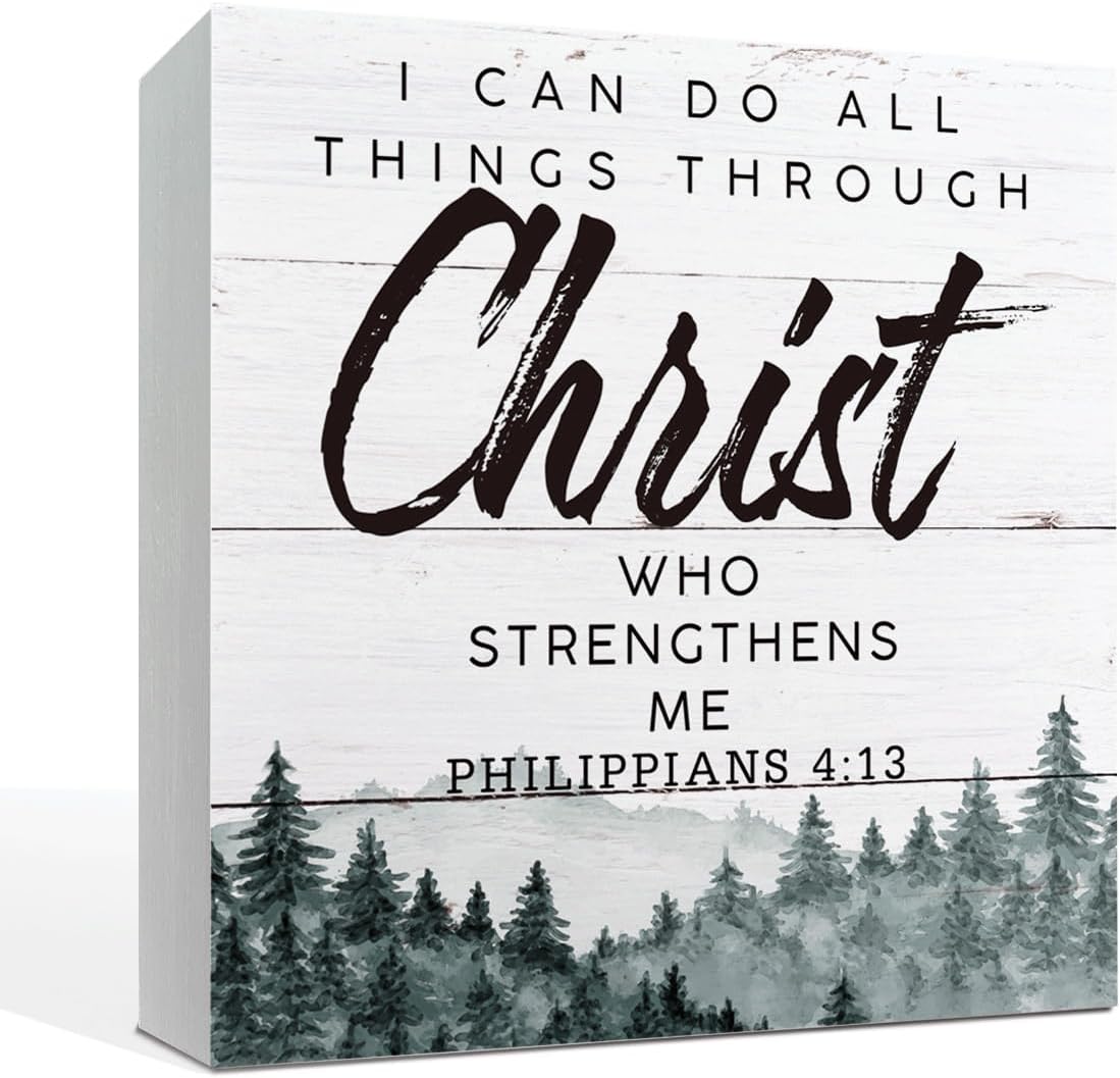 May God Bless This Home" Wooden Box Sign – Rustic Farmhouse Christian Tabletop & Shelf Decor, Housewarming Gift