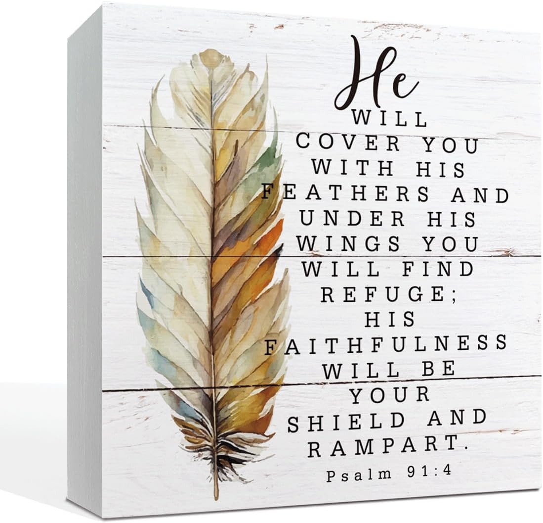 May God Bless This Home" Wooden Box Sign – Rustic Farmhouse Christian Tabletop & Shelf Decor, Housewarming Gift