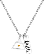Stainless Steel Faith as Small as a Mustard Seed Charm Pendant Necklace Jewelry for Women