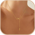 Dainty 14K Gold Plated Cross Necklace for Women, Non Tarnish Faith Pendant Gift