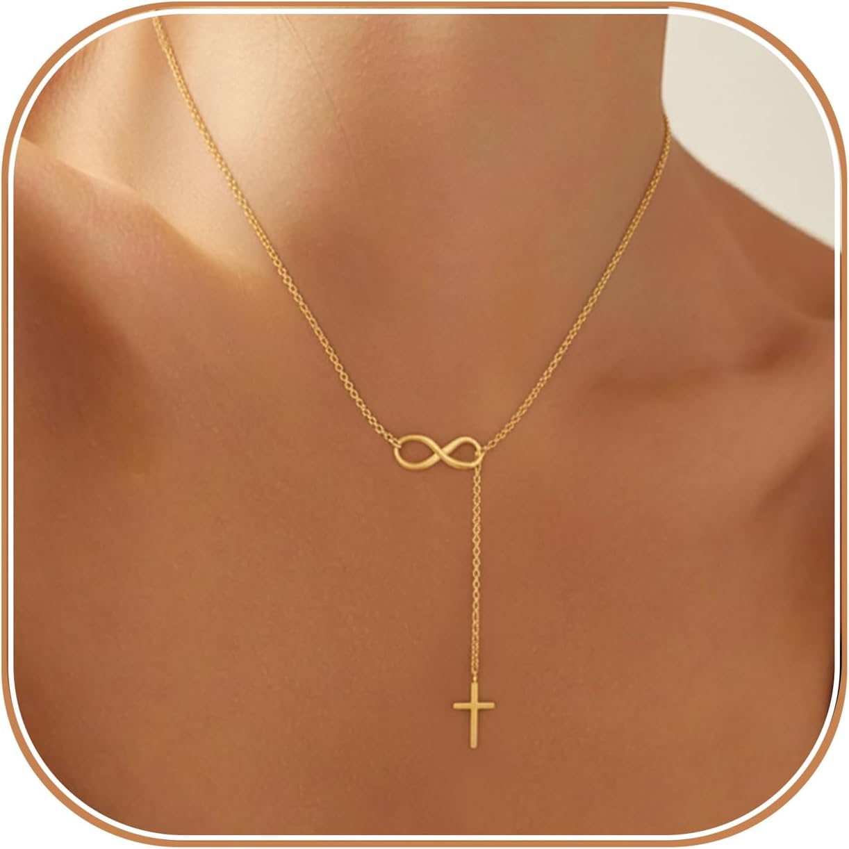Dainty 14K Gold Plated Cross Necklace for Women, Non Tarnish Faith Pendant Gift