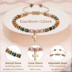 Adjustable Cross Bracelet for Boys, Tiger Eye Beaded Faith Bracelet, Christian Gift