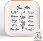 God Says You Are" Ceramic Ring Dish – Floral Bible Verse Jewelry Tray, Faith Gift for Her & Teen Girls