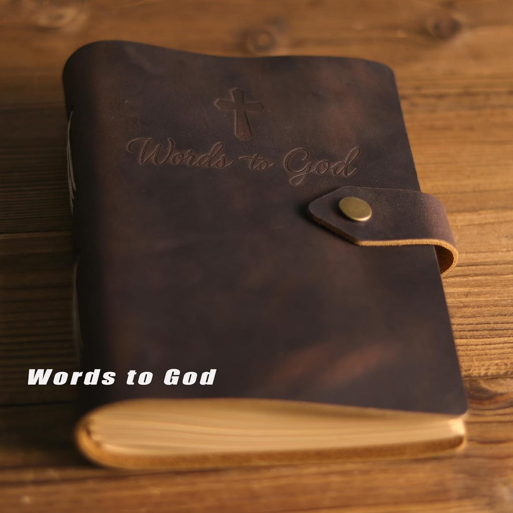 Men's Leather Prayer Journal | Handmade Crazy Horse Leather Bible Journal & Daily Devotional Notebook