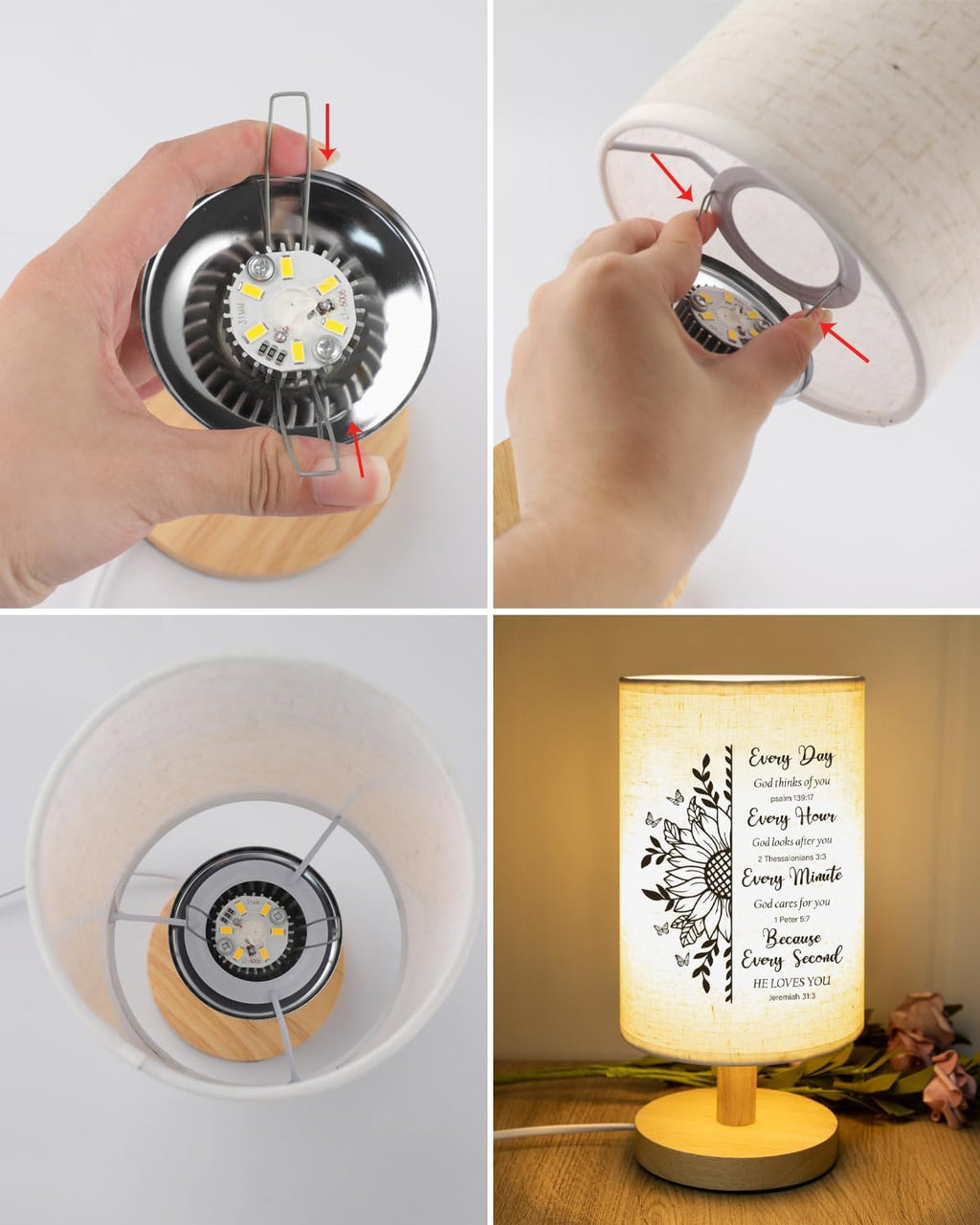 Dear Mom" Bible Verse Table Lamp – Christian Bedside Light with Inspirational Message, Faith Gift for Her