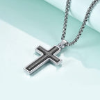 Cross Necklace for Men – Stainless Steel Philippians 4:13 Pendant, Christian Faith Gift for Him