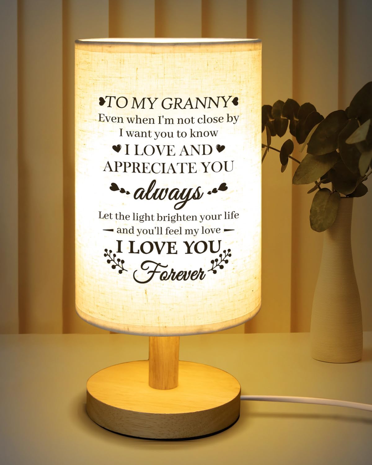 Dear Mom" Bible Verse Table Lamp – Christian Bedside Light with Inspirational Message, Faith Gift for Her
