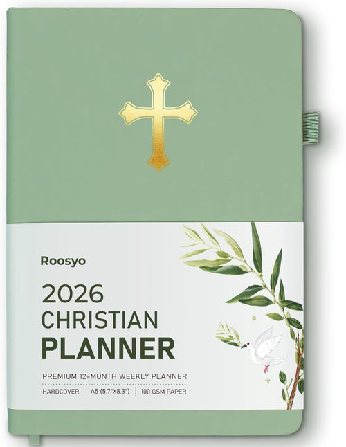 2026 Christian Planner for Women and Men, 12-Month Hardcover Bible Journal and Prayer Organizer, Faith Goal and Habit Tracker, 5.7 x 8.3 in