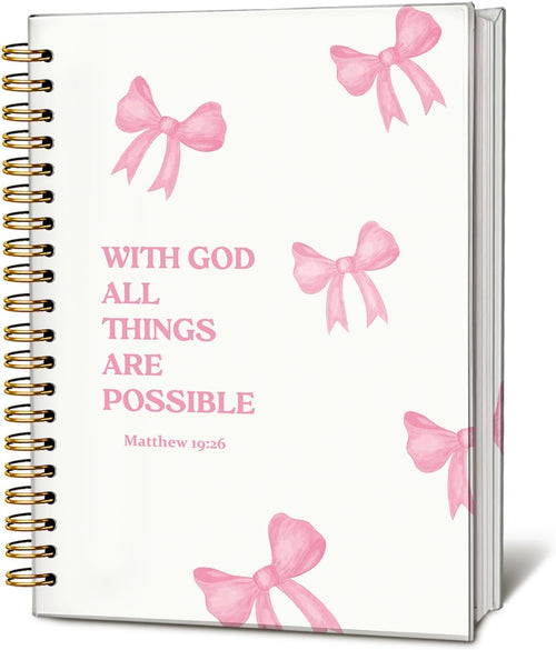 Bible Journal for Women, Christian Prayer Journal Notebook, Gift for Teen Girls, Bible Study Supplies, Coquette Preppy Pink Aesthetic