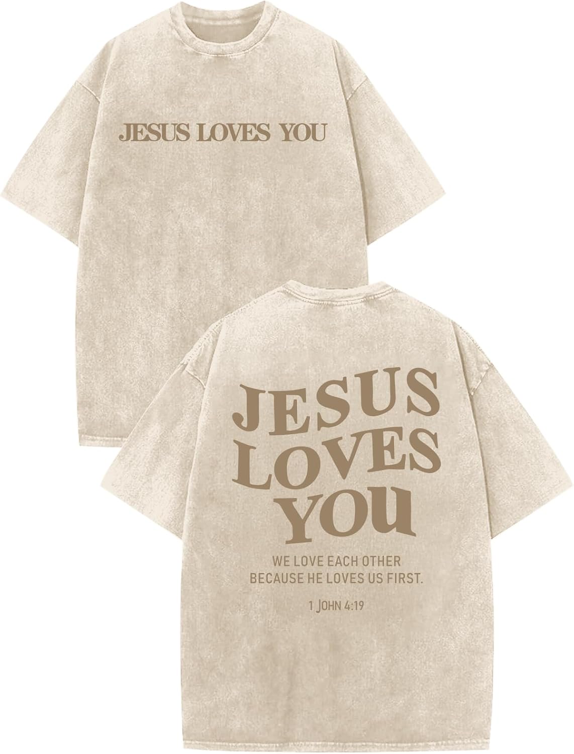 Jesus Loves You Acid Wash T-Shirt – Oversized Christian Graphic Tee for Men & Women