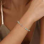 Cross Faith Bracelet for Women, Amazonite Beaded Stretch Bracelet, Christian Gift for Her