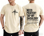 Christian Shirts for Men Need Prayer Tap My Shoulder T-Shirt Cross Faith | Christian Cross Faith Religious Jesus Tshirts Women