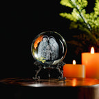 2.3In Jesus Crystal Ball with Stand 3D Cross Gift for Christian Catholic | K9 Crystal Laser Engraving Includes Metal Display Stand Gift Box Ready Ideal for Prayer Room Church Home Display