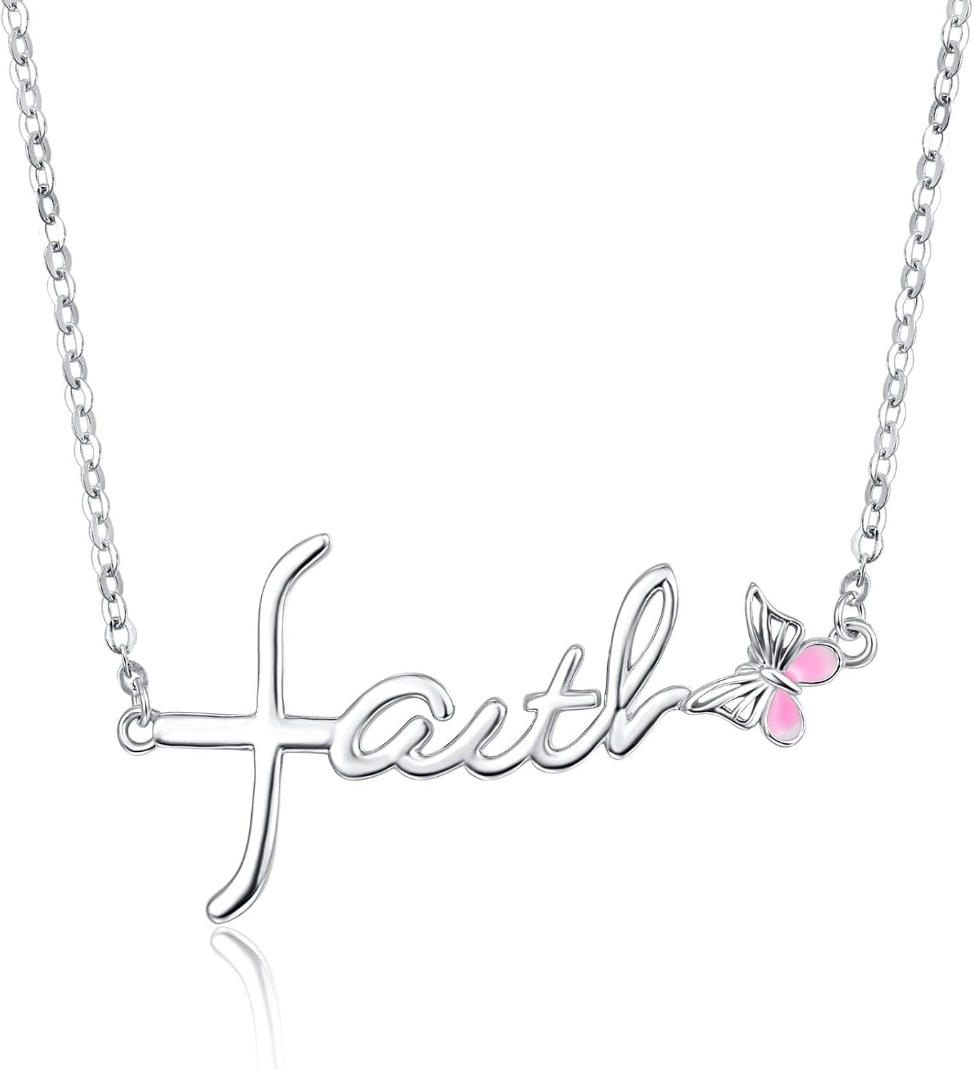 Faith Necklace for Women, 925 Sterling Silver Faith Pendant, Religious Gift for Daughter or Sister