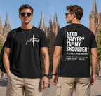 Christian Shirts for Men Need Prayer Tap My Shoulder T-Shirt Cross Faith | Christian Cross Faith Religious Jesus Tshirts Women