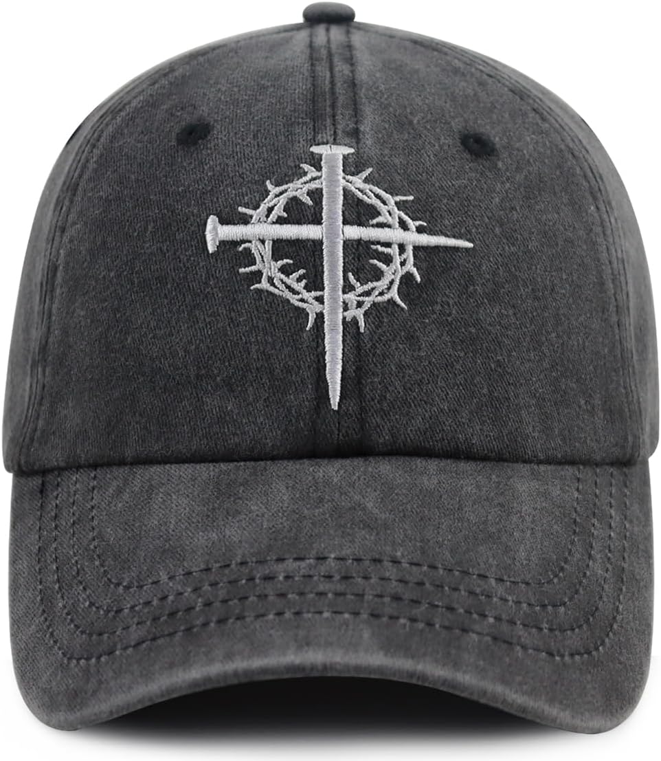 Cross Nail Embroidered Hat - Christian Faith Baseball Cap for Men and Women