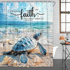 Sea Turtle Bible Verse Shower Curtain, Coastal Christian Decor Accessories Hooks Included 72X72IN