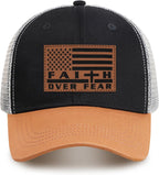 Faith Over Fear" Christian Hat for Men – American Flag Cross Baseball Cap, Father's Day & Christmas Gift