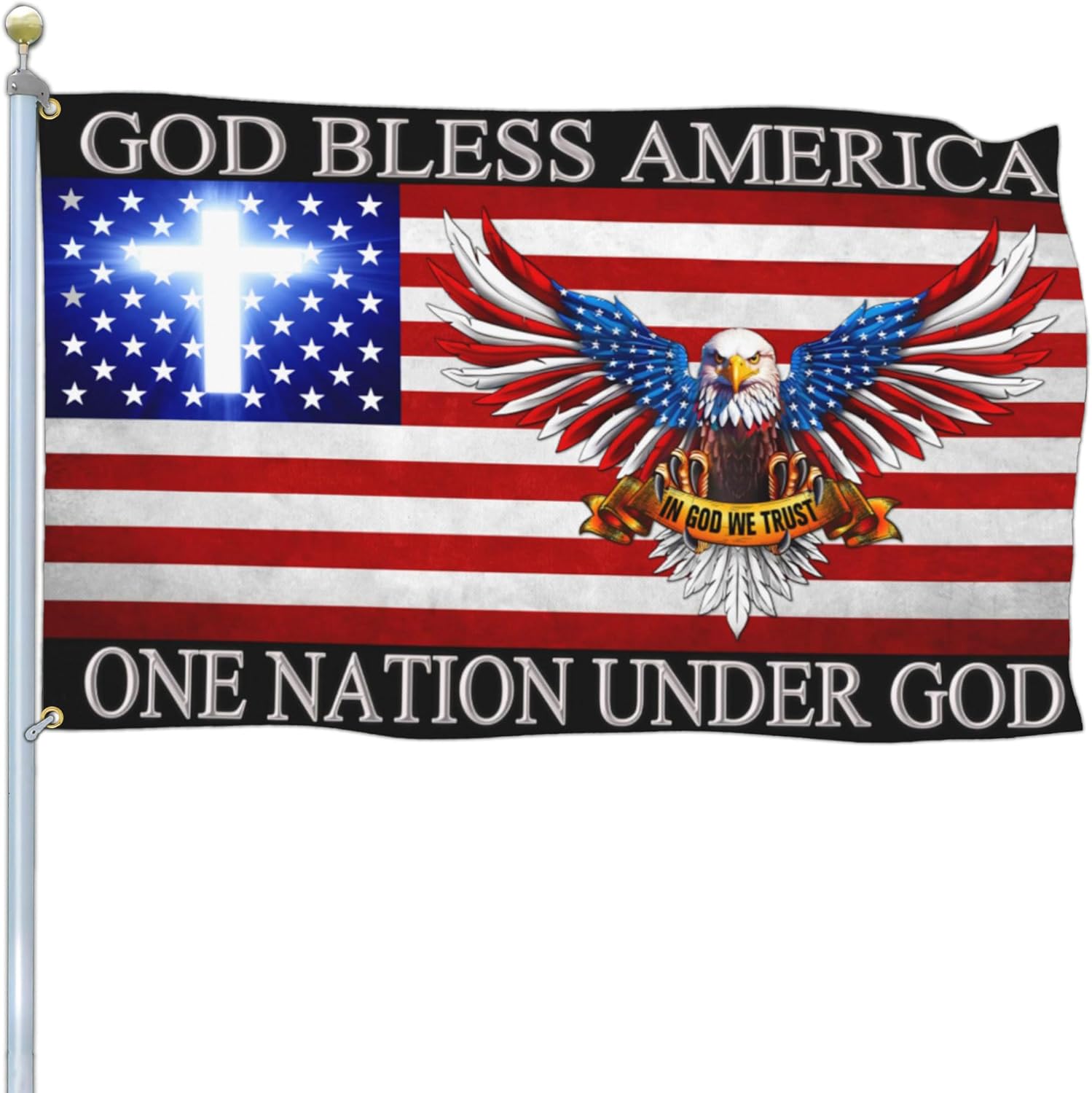 One Nation Under God - Patriotic Christian Flag (3x5 ft)
