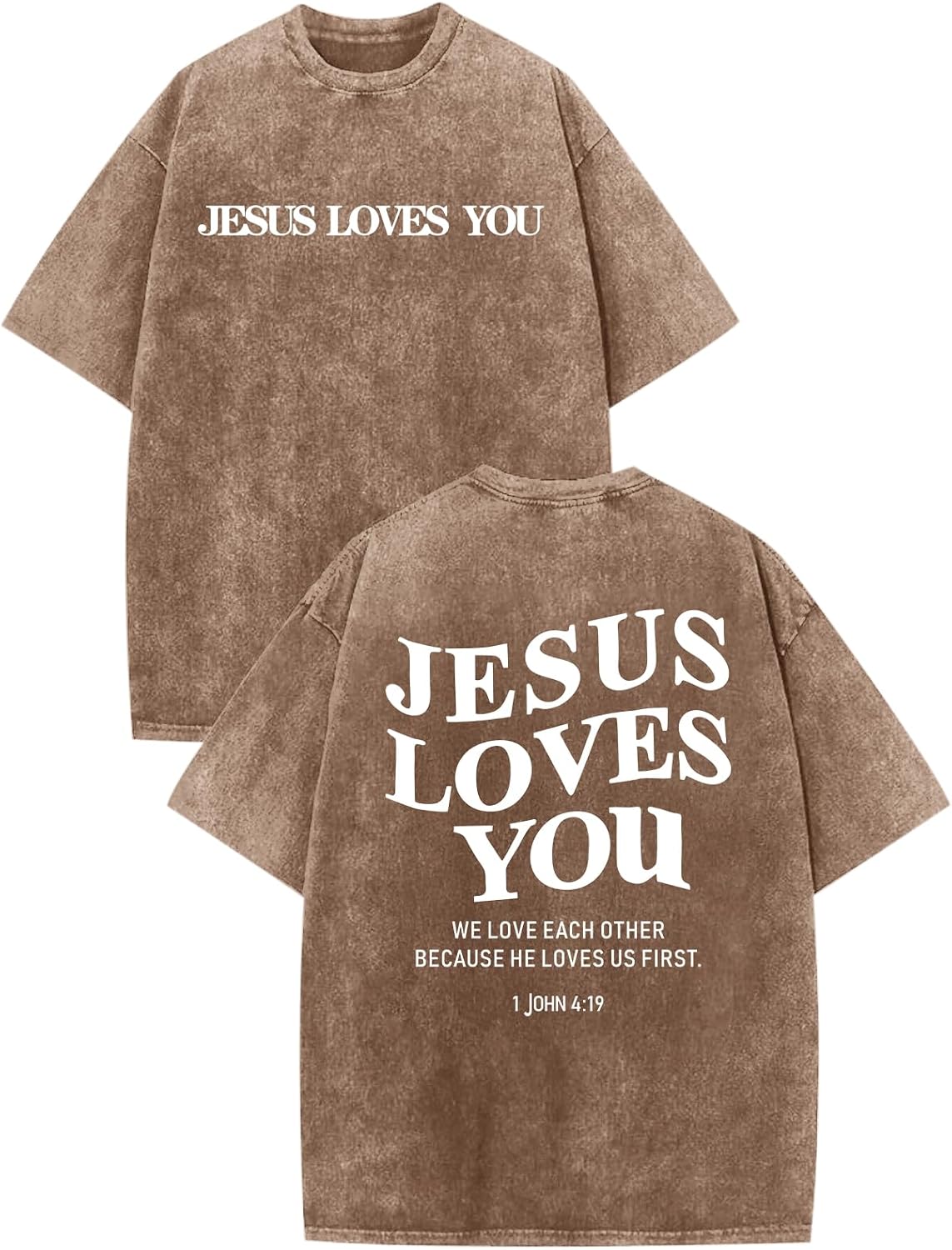 Jesus Loves You Acid Wash T-Shirt – Oversized Christian Graphic Tee for Men & Women