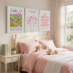 Pink Christian Wall Art Set of 3 – Framed Bible Verse Canvas Prints, Preppy Faith Decor for Girls' Bedroom & Dorm
