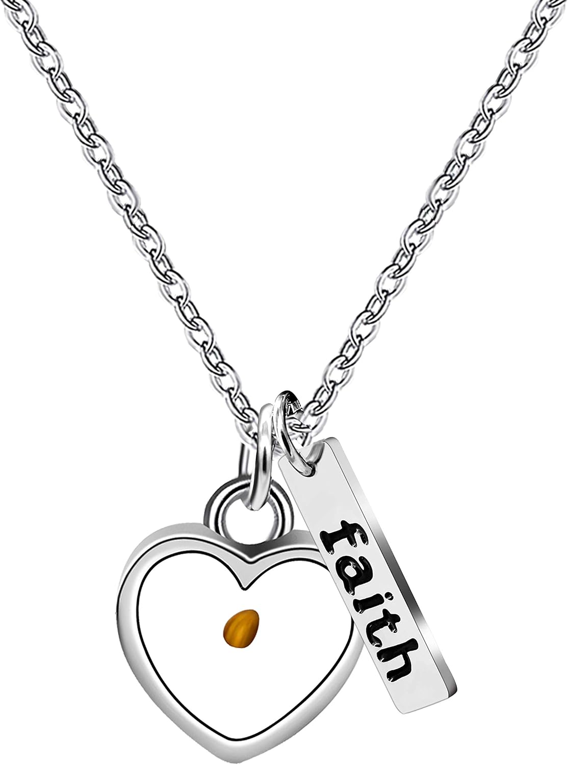 Stainless Steel Faith as Small as a Mustard Seed Charm Pendant Necklace Jewelry for Women