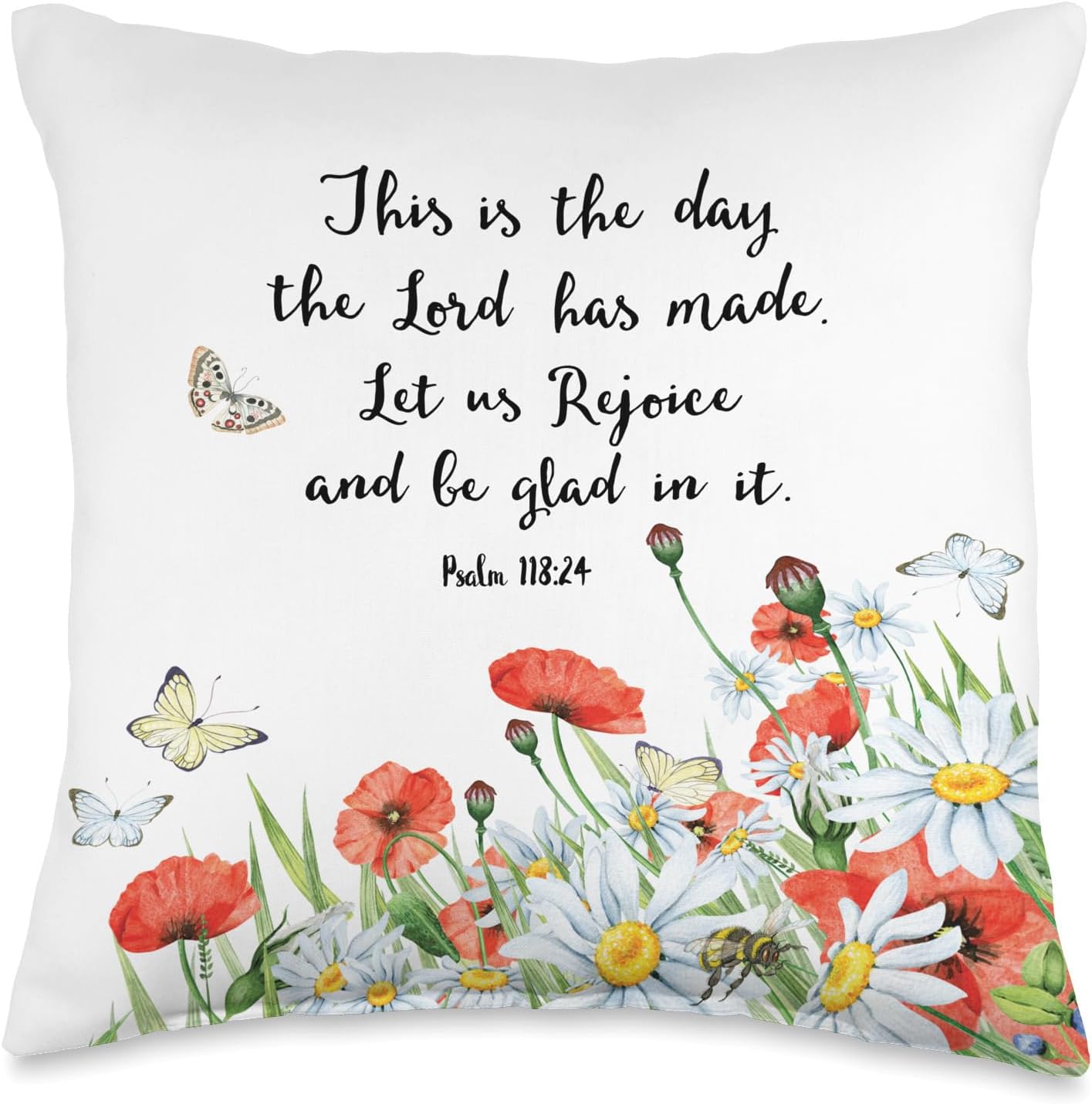 Floral Poppy Throw Pillow