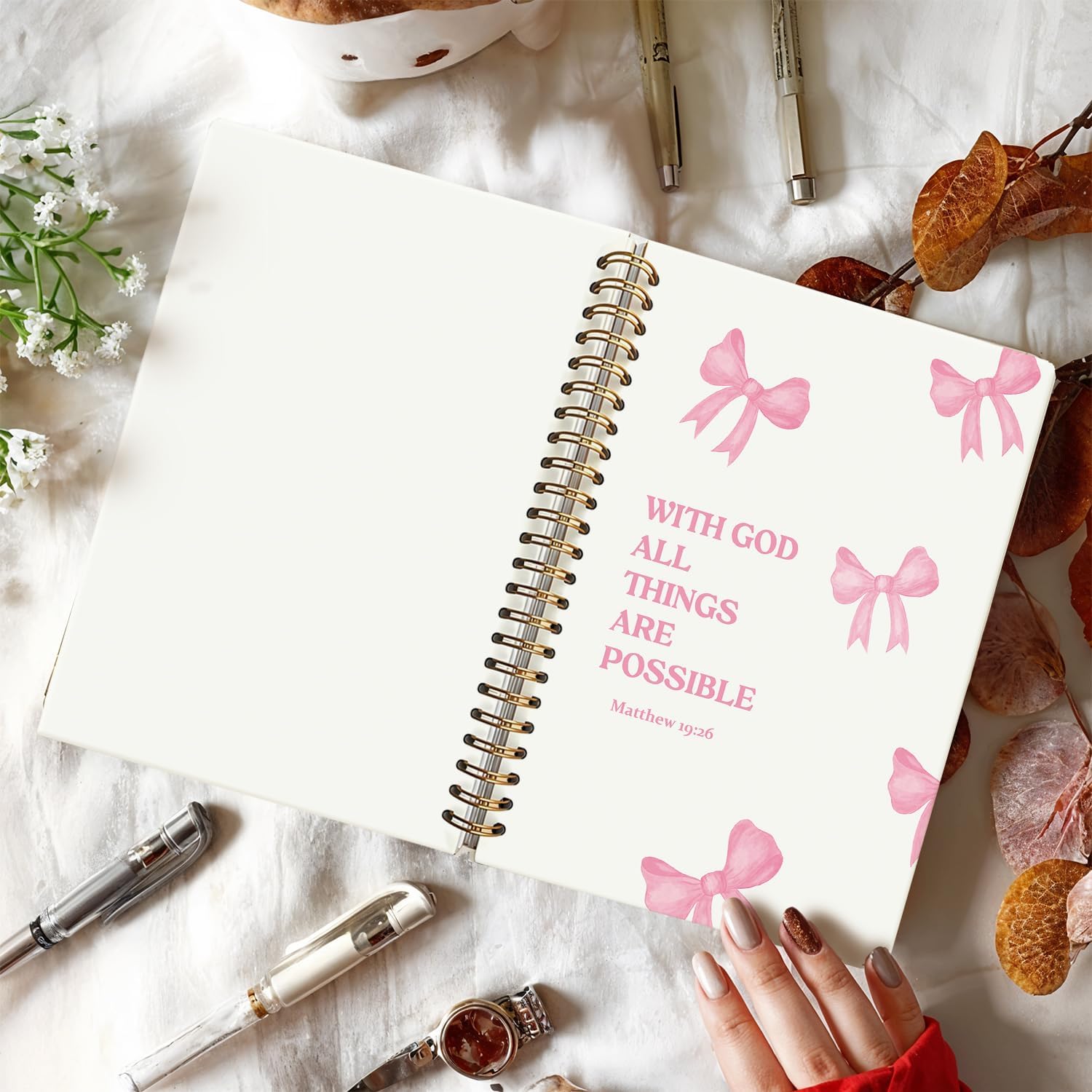 Bible Journal for Women, Christian Prayer Journal Notebook, Gift for Teen Girls, Bible Study Supplies, Coquette Preppy Pink Aesthetic