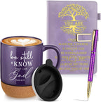 Be Still & Know" Christian Gift Set for Men – Leather Bible Journal, Cork Ceramic Mug & Pen