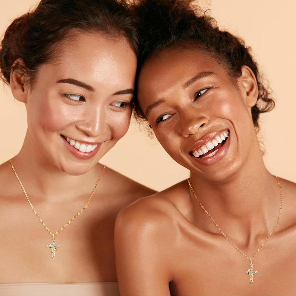 Crown Cross Necklace for Women – Gold/Silver CZ Pendant, Adjustable Hypoallergenic Faith Jewelry (Gift-Boxed)