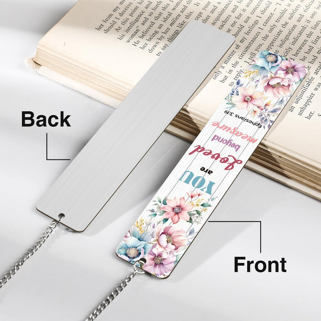 You Are Loved Beyond Measure" Metal Bible Verse Bookmark – Christian Gift for Women with Cross Charm & Gift Box
