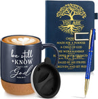 Be Still & Know" Christian Gift Set for Men – Leather Bible Journal, Cork Ceramic Mug & Pen