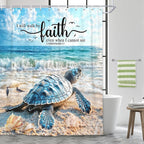 Sea Turtle Bible Verse Shower Curtain, Coastal Christian Decor Accessories Hooks Included 72X72IN