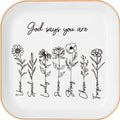 God Says You Are" Ceramic Ring Dish – Floral Bible Verse Jewelry Tray, Faith Gift for Her & Teen Girls