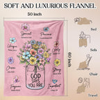 God Says You Are" Christian Blanket for Women – Floral Bible Verse Throw 60"×50", Faith Gift for Her