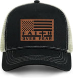 Faith Over Fear" Christian Hat for Men – American Flag Cross Baseball Cap, Father's Day & Christmas Gift
