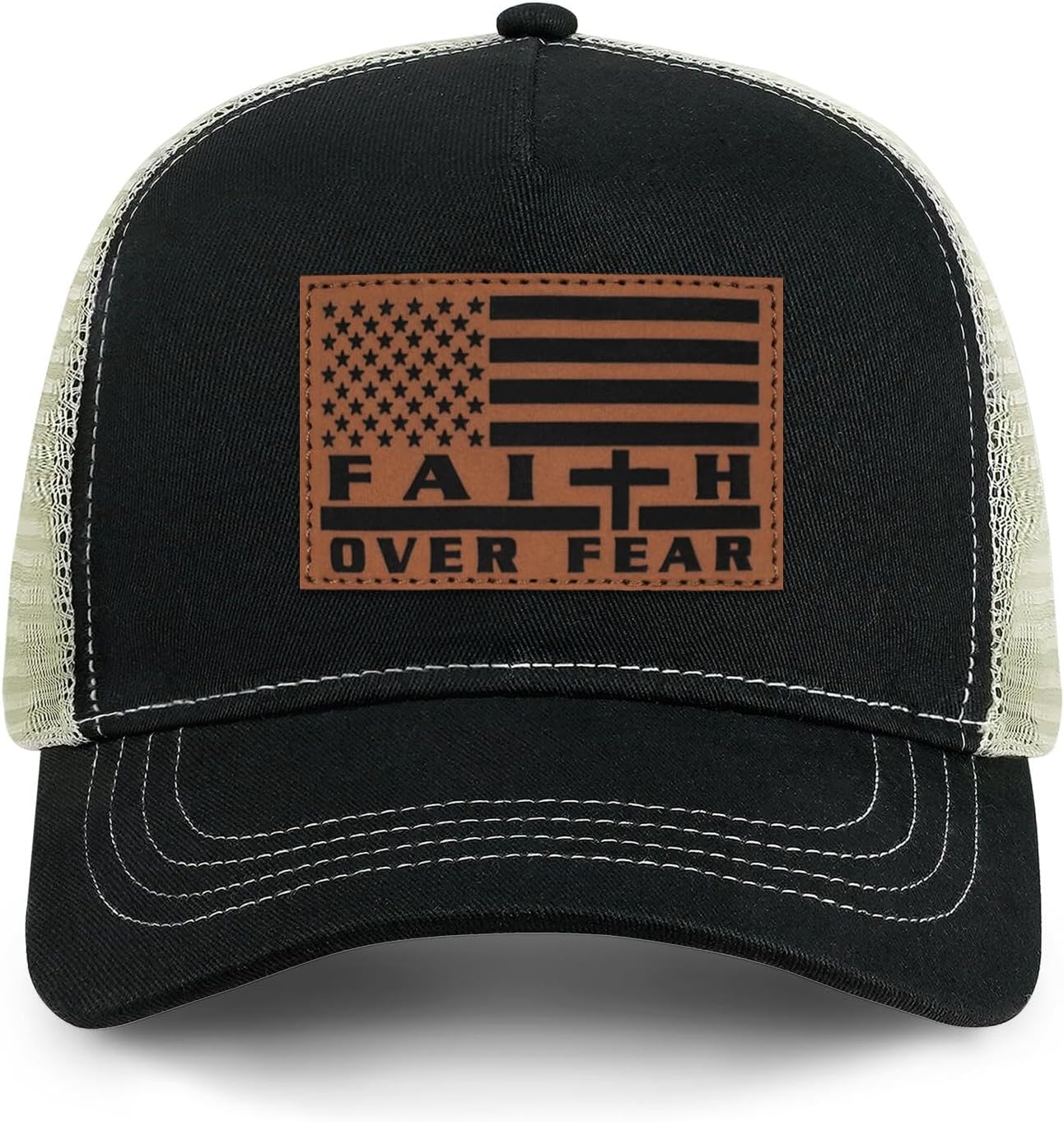 Faith Over Fear" Christian Hat for Men – American Flag Cross Baseball Cap, Father's Day & Christmas Gift