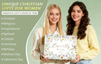 Christian Gift Basket for Women – Canvas Tote, Glass Cup, Candle, Socks & More Faith Gift Set for Her
