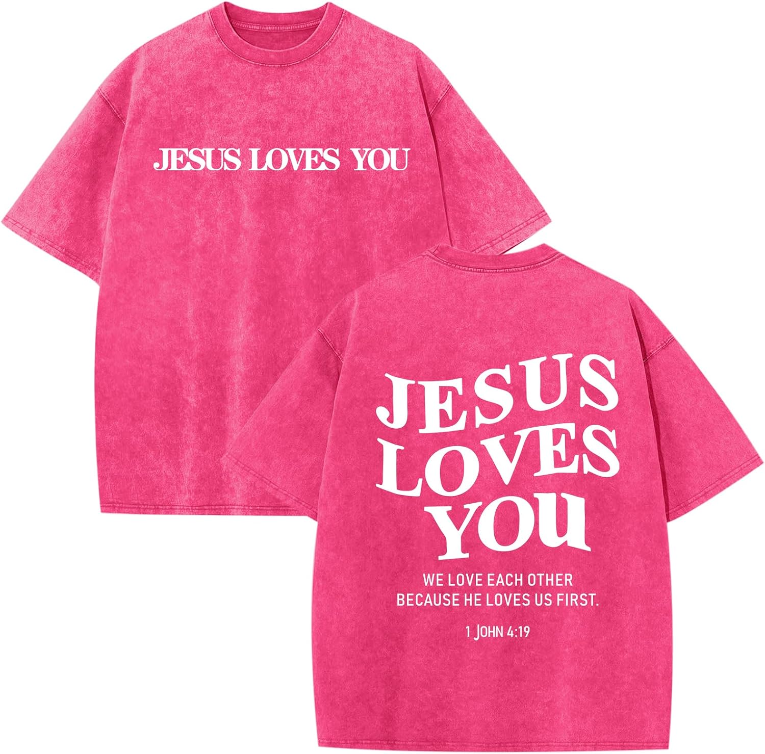 Jesus Loves You Acid Wash T-Shirt – Oversized Christian Graphic Tee for Men & Women