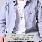 Cross Necklace for Men – Stainless Steel Philippians 4:13 Pendant, Christian Faith Gift for Him