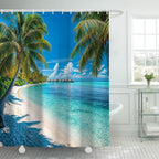 Sea Turtle Bible Verse Shower Curtain, Coastal Christian Decor Accessories Hooks Included 72X72IN