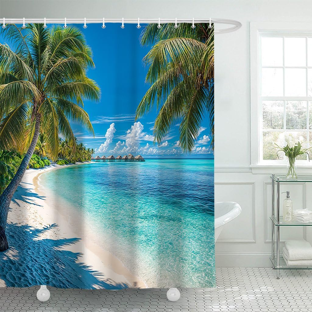 Sea Turtle Bible Verse Shower Curtain, Coastal Christian Decor Accessories Hooks Included 72X72IN