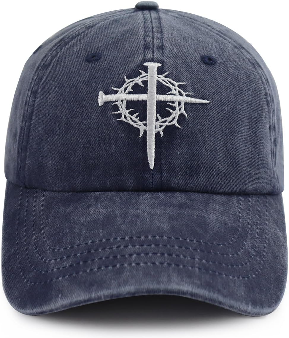 Cross Nail Embroidered Hat - Christian Faith Baseball Cap for Men and Women